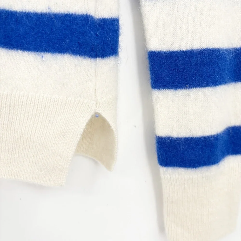 Antonio Melani Womens Blue White Striped Cashmere Parisian Chic‎ Sweater Size M